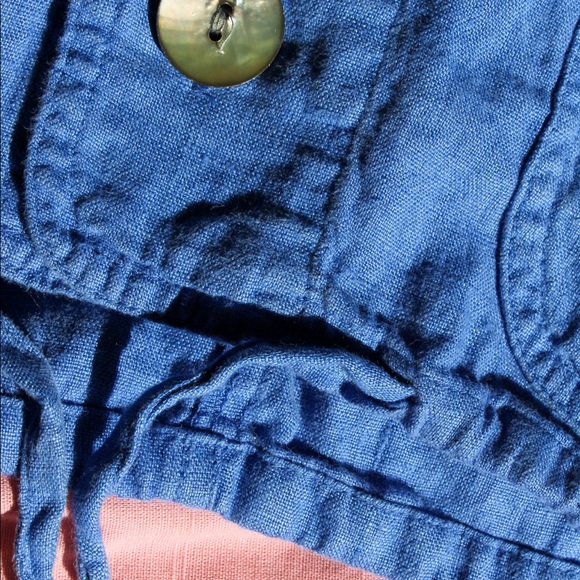 VTG 90s NWT Chico's Mediterranean Blue 100% Linen 'Railroad' Jacket Size 3 - Picture 12 of 13